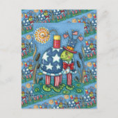 PATRIOTIC UNCLE SAM TURTLE, FUNNY FIRECRACKER Cute Feestdagenkaart (Voorkant)
