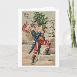 Patriotic Uncle Sam Vintage Christmas Card Feestdagen Kaart