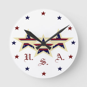 PATRIOTIC USA CLOCK RONDE KLOK