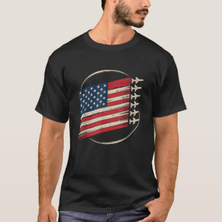 Patriotic USA Flag Fighter Jets Boys 4th of July T-shirt