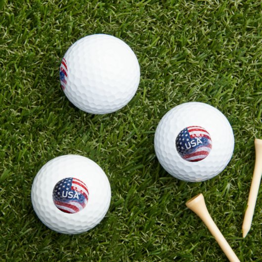 Patriotic USA Flag Golf Ball Macro | American Flag Golfballen (Insitu Gras)