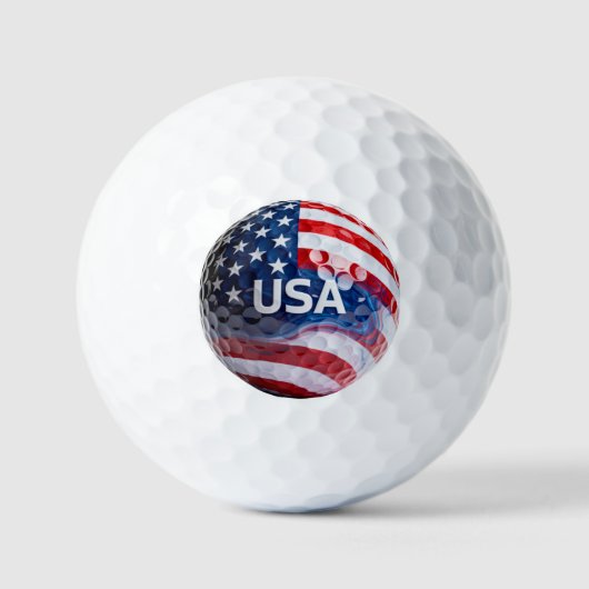 Patriotic USA Flag Golf Ball Macro | American Flag Golfballen (Voorkant)