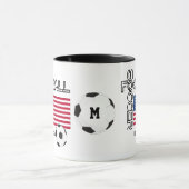Patriotic USA FLAG World Soccer Monogram Mok (Midden)