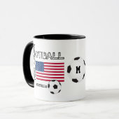 Patriotic USA FLAG World Soccer Monogram Mok (Voorkant links)