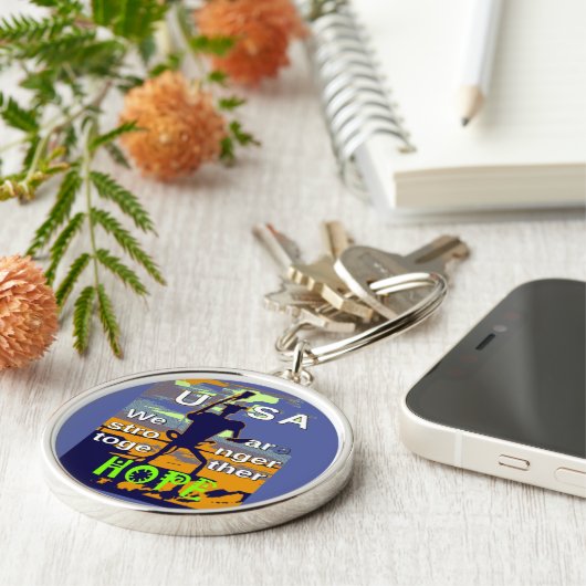 Patriotic USA Hope Graphic Sleutelhanger (Zijkant)
