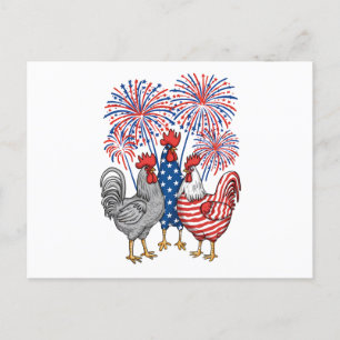 Patriotic USA Kip USA Hen 4th van juli Briefkaart