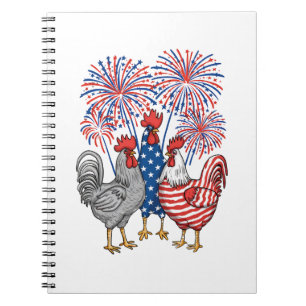 Patriotic USA Kip USA Hen 4th van juli Notitieboek
