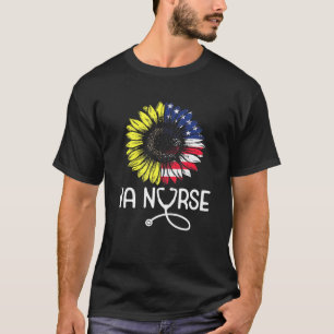 Patriotic Va Nurse Veterans Affairs American Flag T-shirt