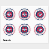 Patriotic Virginia Circle Design Sticker (Vel)