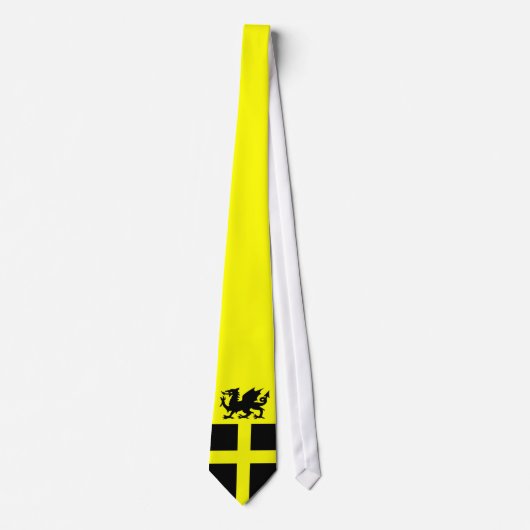 Patriotic Wales St Davids Day Dragon on Yellow Str Stropdas (Voorkant)