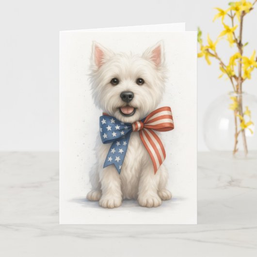 Patriotic Westie Kaart (Gele Bloem)