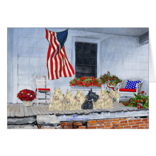 Patriotic Wheaten et Black Scotties