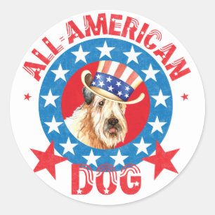 Patriotic Wheaten Ronde Sticker