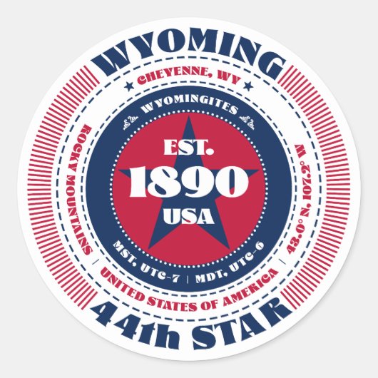 Patriotic Wyoming Circle Design Sticker (Voorkant)