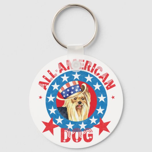 Patriotic Yorkie Sleutelhanger (Voorkant)