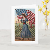 Patriotically Geklede Vrouw Kaart (Gele Bloem)