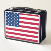 PATRIOTIQUE AMÉRICAIN DRAPEAU RETRO MÉTAL LUNCHBOX (Dos)