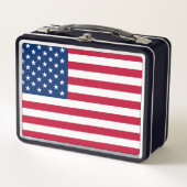 PATRIOTIQUE AMÉRICAIN DRAPEAU RETRO MÉTAL LUNCHBOX (Devant)