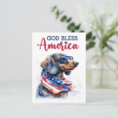 Patriotique Dachshund, Carte postale de Dieu béni  (Debout devant)