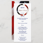 Patriotique, Elegant USA Drapeau Gold Mariage Menu (Devant / Derrière)