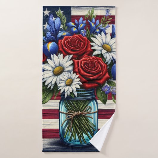 Patriotique, floral en détresse (Serviette de bain)