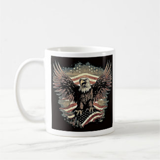Patriotique Flying Bald Eagle USA Drapeau Mug