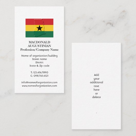 Patriotique | GHANA FLAG | Carte de visite photo (Devant / Derrière)