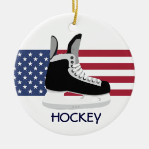 Patriotique Hockey Skate Design Ornement