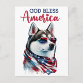 Patriotique Husky, Carte postale Dieu Béni à l'Amé (Devant)