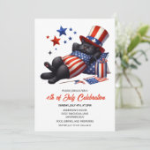 Patriotique Lazy Chat noir 4 juillet Invitations (Debout devant)