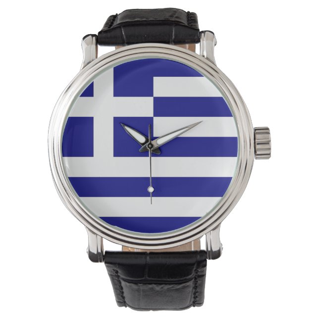 Patriotique, montre spéciale avec Drapeau de Grèce (devant)