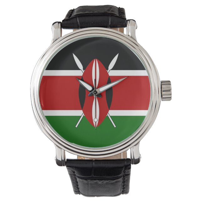 Patriotique, montre spéciale avec drapeau du Kenya (devant)