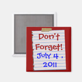 Patriotique n'oubliez pas ! Magnet de date (Recto/Verso)