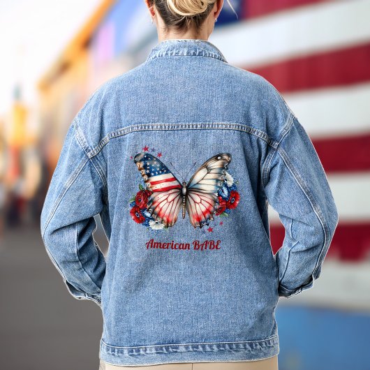 Patriotique Papillon Américain Babe Denim Veste