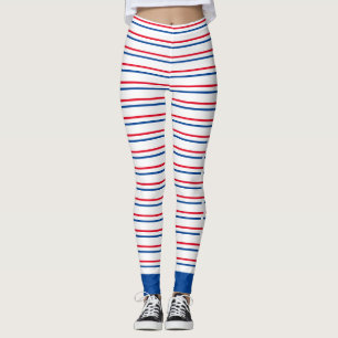 Patriotique Rouge Bleu Bleu Bleu Gratté Leggings