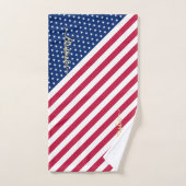 Patriotique Rouge Bleu Bleu Étoiles Rayures Monogr (Serviette à main)