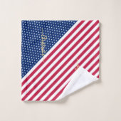 Patriotique Rouge Bleu Bleu Étoiles Rayures Monogr (Gant de toilette)