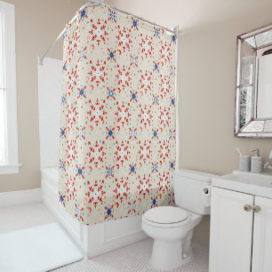 Patriotique rustique rouge blanc rideau de douche