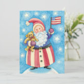 Patriotique Santa Claus Fête de Noël Invitation (Debout devant)