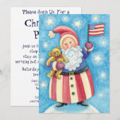 Patriotique Santa Claus Fête de Noël Invitation (Devant / Derrière)