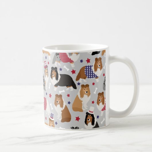 Patriotique Sheltie Shetland Sheepdog Coffee Mug (Droite)