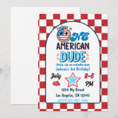 Patriotique Un Américain Dude Invitation Anniversa (Devant / Derrière)