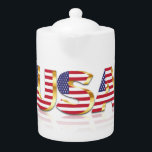 Patriotique USA Drapeau<br><div class="desc">USA Flag Teapots - Etats-Unis d'Amérique - American Flag - Patriotic - Independence Day - 4 juillet - Personnalisable - Choisissez / Ajoutez votre texte / couleur / image unique - Faites votre cadeau spécial Teapot - Redimensionnez et déplacez ou supprimez et ajoutez des éléments / image avec l'outil de...</div>