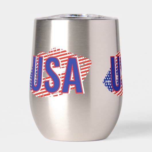 Patriotique USA Monogram Lips Thermique Vin Tumble (Avant)