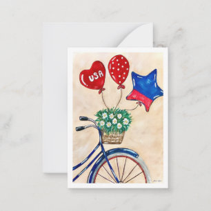 Patriotique vélo Flat Note Cartes
