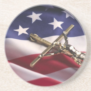 PATRIOTISCH AMERIKAANS CHRISTELIJK ZANDSTEEN ONDERZETTER