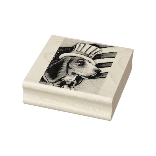 PATRIOTISCH BASSET HOUND, DOG RUBBER STEMP RUBBERSTEMPEL (Stempel)