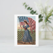 Patriotisch geklede vrouw briefkaart (Staand voorkant)