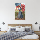Patriotisch geklede vrouw canvas afdruk (Insitu (Slaapkamer))