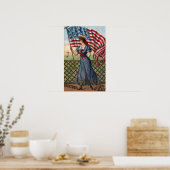Patriotisch geklede vrouw poster (Keuken)